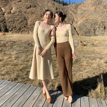 SYT gentle girlfriends dress square collar knitted dress women autumn 2021 New slim slim undercover skirt