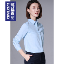 Professional shirt women long sleeve dress temperament blue shirt Spring and Autumn New interview shirt commuter business overalls