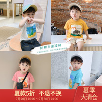 2021 summer childrens clothing children Korean half-sleeve boys and boys cartoon print baby T-shirt ins round neck short sleeve t-shirt