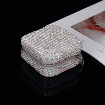 Fashion diamond-studded mini small jewelry box travel portable cosmetic box earrings earrings storage box