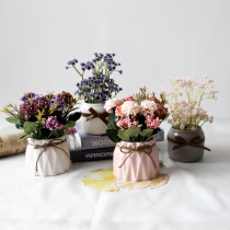 Simulation floral suit jewelry ornaments Living room home silk flowers dried flower bouquet Plastic fake flowers Mini small flower pot planting