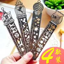 Handmade ruler bookmark lace ruler album DIY cartoon pattern metal painting template ruler hollow hand account ruler