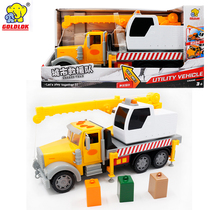 Gaole city rescue team series big crane police car fire truck Childrens simulation engineering car model toy car