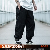 Xiaobin national tide spring new overalls mens loose hip hop Tide brand ins casual pants Velcro tie leg pants