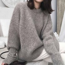 Autumn and winter Korean version of the new thick wool pullover loose lazy wind sweater retro round neck simple sweater jacket