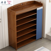 Shoe cabinet thin door shoe cabinet outdoor aisle elevator entrance small shoe cabinet narrow door New Chinese shoe cabinet fabric door