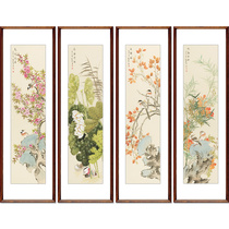 Instant photo of Jiang Xiaoying < Flower Bird Four Screen Ping > Pareal Hand Painter Painting Flowers and Bird Painter Living Room Decorative Calligraphy