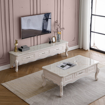 Sleeping Yoshio-style Tea Table TV Cabinet Composition Solid Wood Small Family Marble Modern Minima Living-room Lockers Suit