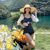 Swimsuit womens 2021 new summer conspicuine slim fit long sleeves fairies with small breasts to woo South Koreas spa swimsuit