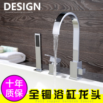 Kashitto full copper cylinder side bathtub faucet embedded hot and cold extended split faucet cylinder side shower set