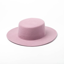 Korean version of autumn and winter new pure wool wool flat top hat ladies outdoor travel style felt flat top hat