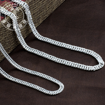 Men Necklace Foot Pure Silver 99 Horsewhip Chain Handmade Silver Chain Net Red Necklace Male Tide Man Korean version Jane about the rough