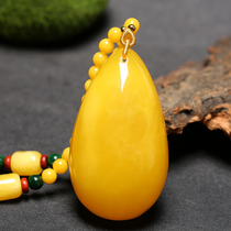 Honey Wax Pendant Amber Raw Stone Pure Natural Baltic Chicken Oil Yellow Drop Male and female Blood Permalink Clothing Chain Necklace