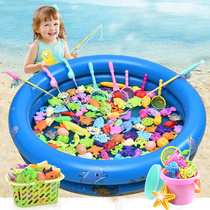 Fishing pond stall fishing goldfish set one year old baby baby magnetic education toy inflatable home