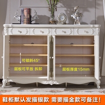 European-style shoe cabinet white living room luxury large-capacity entrance entrance paint simple European solid wood home door Hall Cabinet