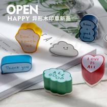 ins wind woody seal cute Alien wooden seal handbill diary DIY decoration English expression seal