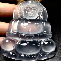 Longyu culture Jade A goods Guanyin pendant male high ice glass species Guanyin pendant mens ice bottom ice material