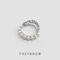 THEKNOW ring female ins fashion niche design personality pearl ring Index finger female cold wind niche