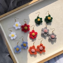 Yayfeng wool woven flower earrings fashion girl trend hipster plush wool ball long earrings girl