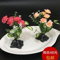 Hotel restaurant dishes cold dishes sashimi platter decorated with artistic conception around creative dishes decorated with pendants decorated with flowers and plants