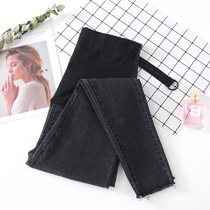 Maternity jeans Spring and autumn versatile stretch black tight little feet pants pants Spring fashion outside wear nine-point pants
