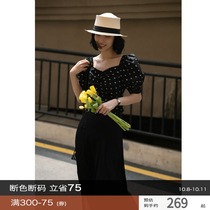 Rui time fashionable age reduction can salt sweet printing chicken heart collar bubble sleeve shirt short top female summer s Q p