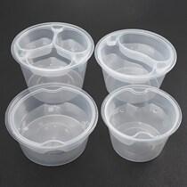 Thickened Double Layer Packing Case Disposable Dining Box Black Round Soup Noodle Bowl Takedown and up and down Separated two-storey packing case