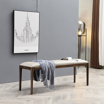 Nordic Minimalist Black Walnuts Solid Wood Soft Bunk Bed Tailstool Bedroom Bedtime Style Light Extravagant and Bench Dining Stool bench Bench Strip Bench