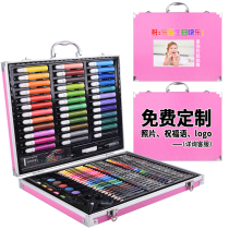 Kindergarten drawing tool set Childrens brush Primary school watercolor pen 150 pieces aluminum box girl birthday gift