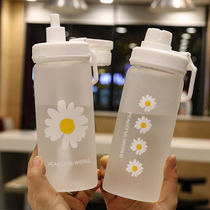 ins wind simple glass Korean version small fresh student water cup portable handy cup Net red with straw cup matte