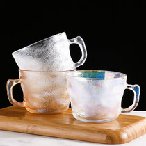 Glacier Textured Glass Cup Oat Breakfast Cup Water Cup Home Thick bottom resistant large capacity Ins color juice cup