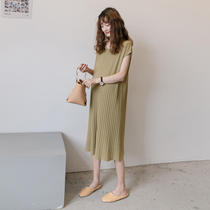 Pregnant women dress summer 2021 fashion new loose temperament Ice Silk summer dress over paint long skirt tide mom