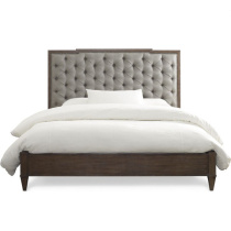 JSM French retro old double bed American country 1 8 m wedding bed pastoral high-end fabric all solid wood bed