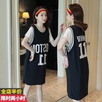 Maternity clothes 2021 summer clothes new suit summer long dress womens two-piece loose dress summer thin