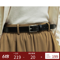 Beautiful Emperor Double-layered Head Layer Cow Leather Retro Black Needle Buckle Wide Belt Woman New Fashion 100 Hitch Strap