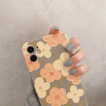 Japan-ROK graffiti oil painting flowers apply iphone12promax mobile phone shell 11pro apple x full package xr anti-fall xs female tide max ultra fire xsmax new 8pl