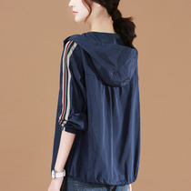 Mi Amarschman thin short coat women long sleeve 2021 Spring and Autumn New hooded striped baseball suit loose jacket