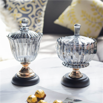 Creative light luxury glass candy jars modern living room coffee table with lid decorative utensils storage cans ornaments ornaments