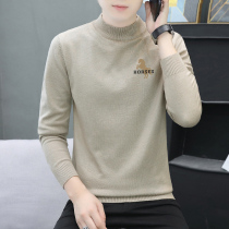 Semi-high collar sweater for men 2022 new autumn and winter Korean version Chauded cardiatorio cardiff with thickened and warm undershirt
