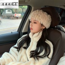 Super beautiful Korean version of rabbit hair hair with hat children wide autumn and winter warm days headgear hair headgear hair stirrup hair plush hair band