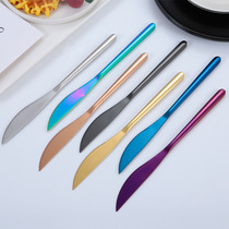 Net red style Korean stainless steel steak knife western food knife tableware household single plated titanium gold steak knife can be engraved