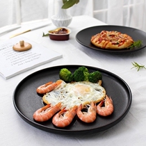 Steak tray Home matt black frosted flat plate with side steak Western restaurant plate flat salad plate tableware
