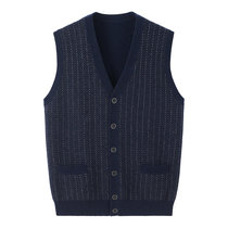 IYIRONG Ivory Fall Winter Men's Pure Cashmere V-neck Warm Chest Vest