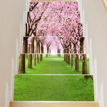 LT015 home renovation staircase stickers fashion creative steps decoration wall stickers cherry trees beautiful street