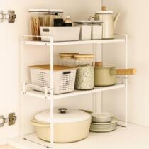 Kitchen shelf cabinet layered pot rack desktop storage rack
