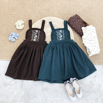 Korean childrens clothing winter New lace belt skirt female childrens embroidery suspender dress baby tide style temperament
