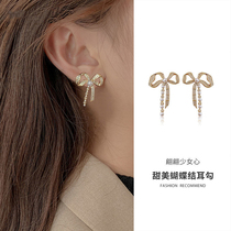 Bow Earrings Women 2021 New Tide Cute Sweet Simple S925 Silver Needle Age Earrings Earrings