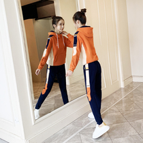 Glint Sportswear Suit Womens Autumn Winter 2020 New Korean Version Loose Student Casual Wear thickened Two sets