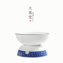 Big porcelain hall blue and white copper money Pattern tea leakage ceramic filter tea filter kung fu tea set zero matching filter tea compartment filter