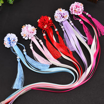 Middle China Wind childrens headwear Han suit girl hair clip ancient and wind super fairy ancient dress silk with hair decoration floating with head flower